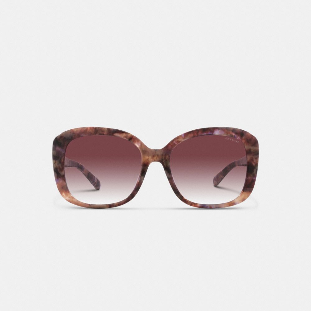 COACH®,SIGNATURE OVERSIZED SQUARE SUNGLASSES,Purple Tortoise,Inside View,Top View