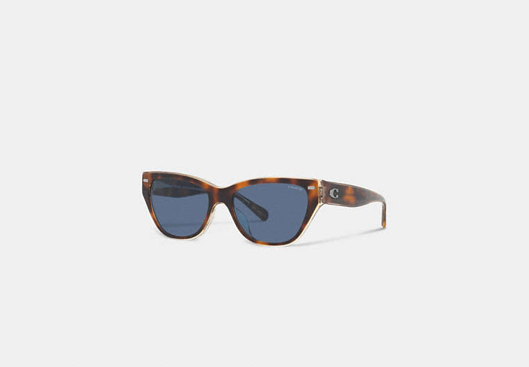 COACH®,BEVELED SIGNATURE SQUARE CAT EYE SUNGLASSES,Tortoise/Crystal,Front View