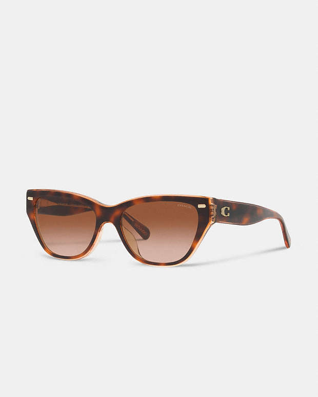COACH®: Beveled Signature Square Cat Eye Sunglasses