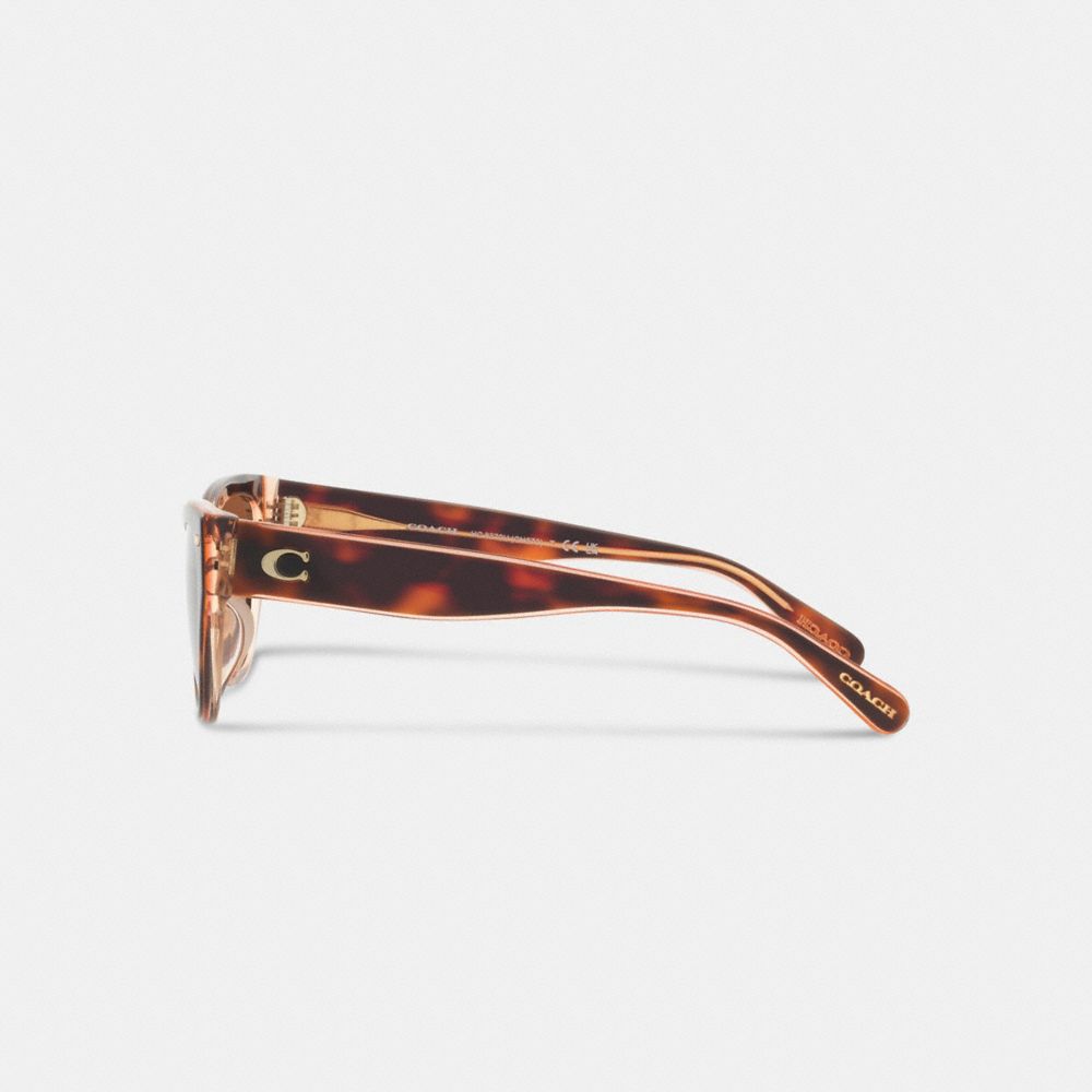 COACH®,Beveled Signature Square Cat Eye Sunglasses,Cat Eye,Tortoise,Logo,Metal,Integrated Nose Pads,Casual,Brown,Alternate View