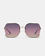 COACH®,FULL FIT OPEN WIRE TEA ROSE SQUARE SUNGLASSES,Purple Pink Peach Gradient,Inside View,Top View