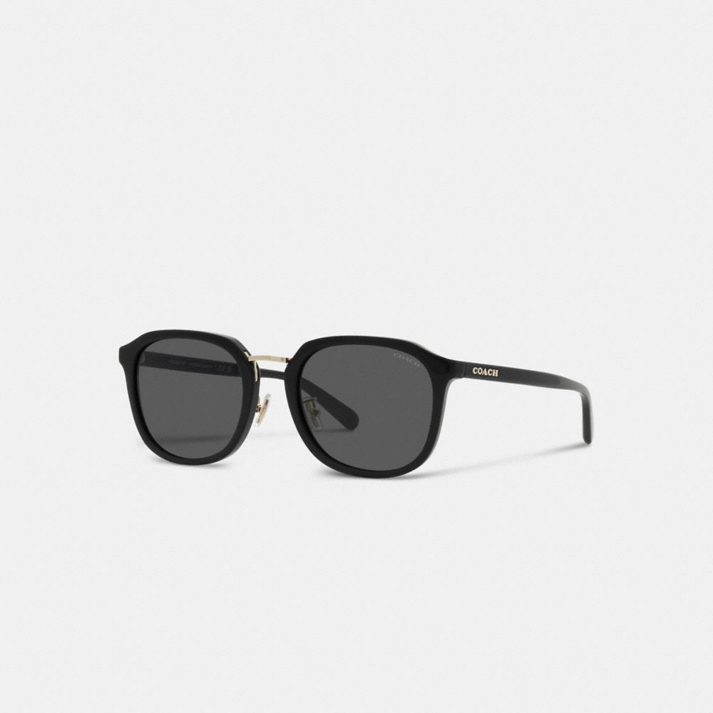 COACH®,ROUNDED GEOMETRIC SUNGLASSES,Black,Front View