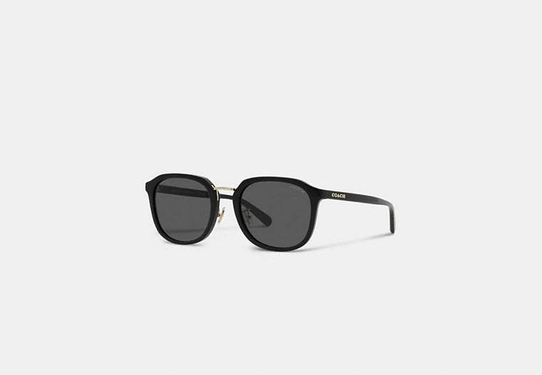 COACH®,ROUNDED GEOMETRIC SUNGLASSES,Black,Front View