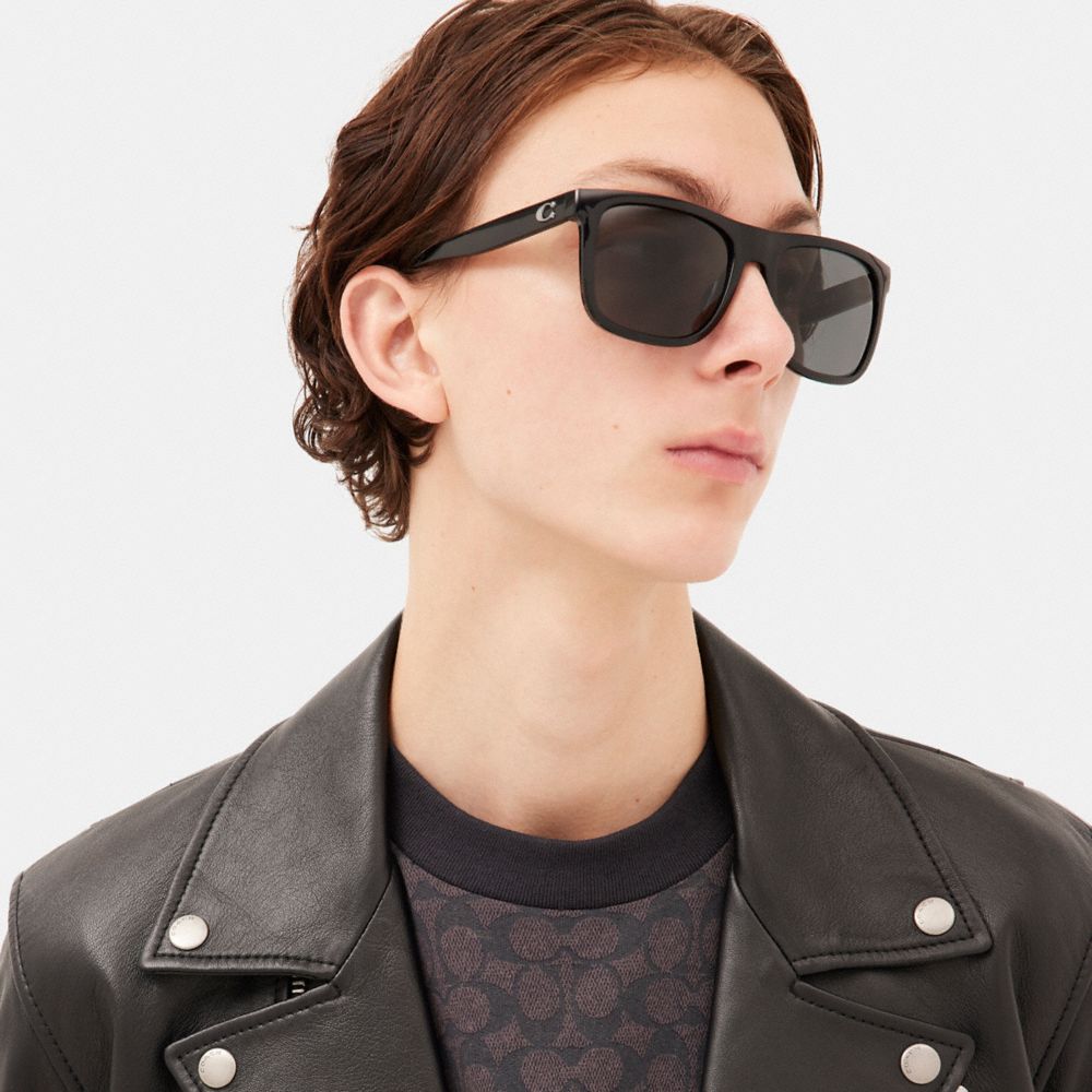 Beveled Signature Flat Top Square Sunglasses