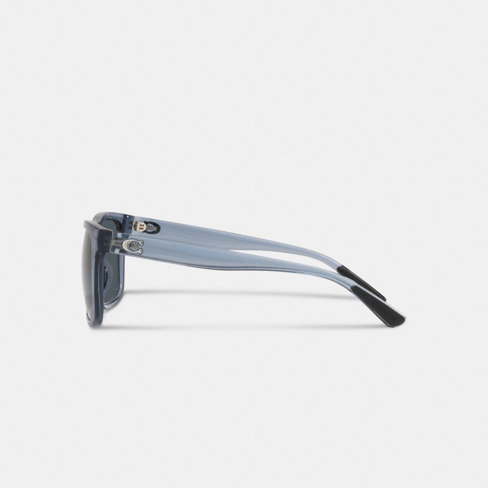 COACH®,Beveled Signature Flat Top Square Sunglasses,Square,Plastic,Metal,Logo,Integrated Nose Pads,Casual,Gray,Alternate View