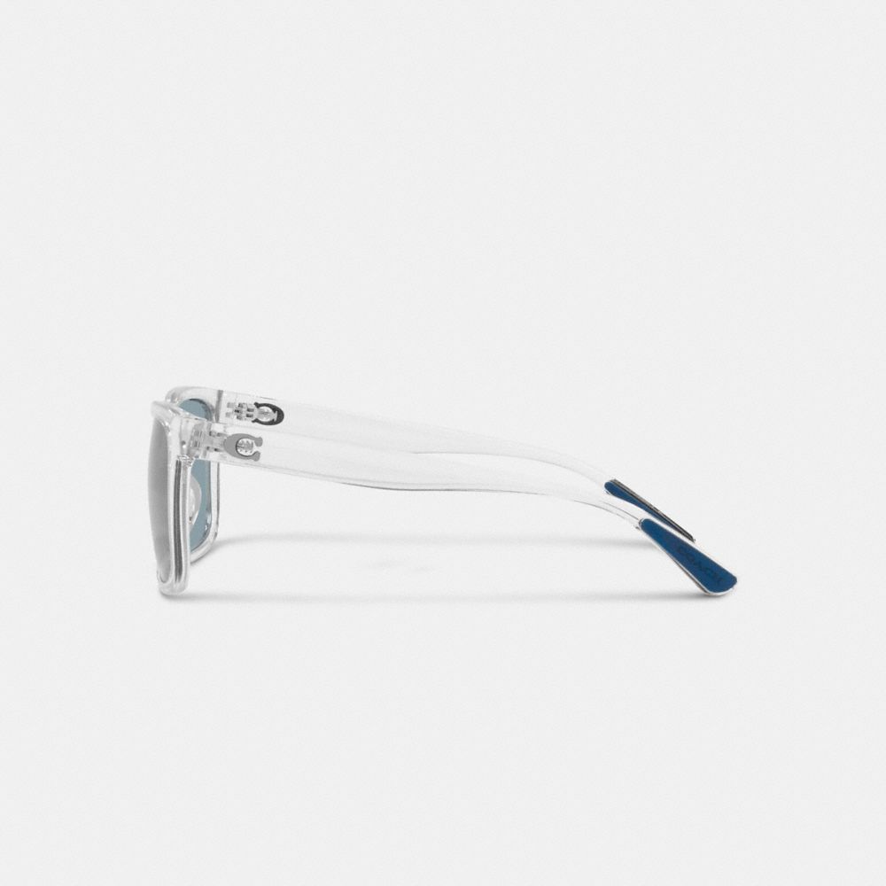 COACH®,Beveled Signature Flat Top Square Sunglasses,Square,Metal,Logo,Integrated Nose Pads,Casual,Blue,Alternate View