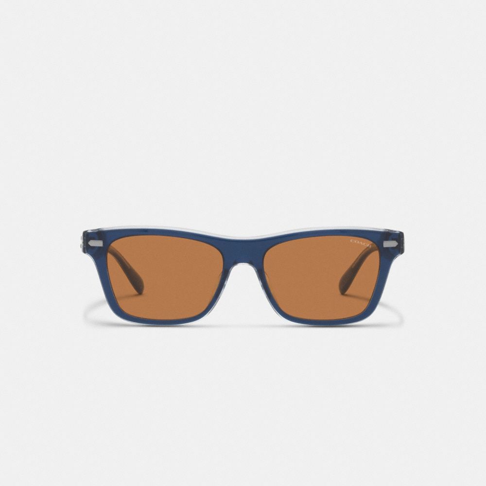 COACH®,BEVELED SIGNATURE SQUARE SUNGLASSES,Blue/Brown,Inside View,Top View