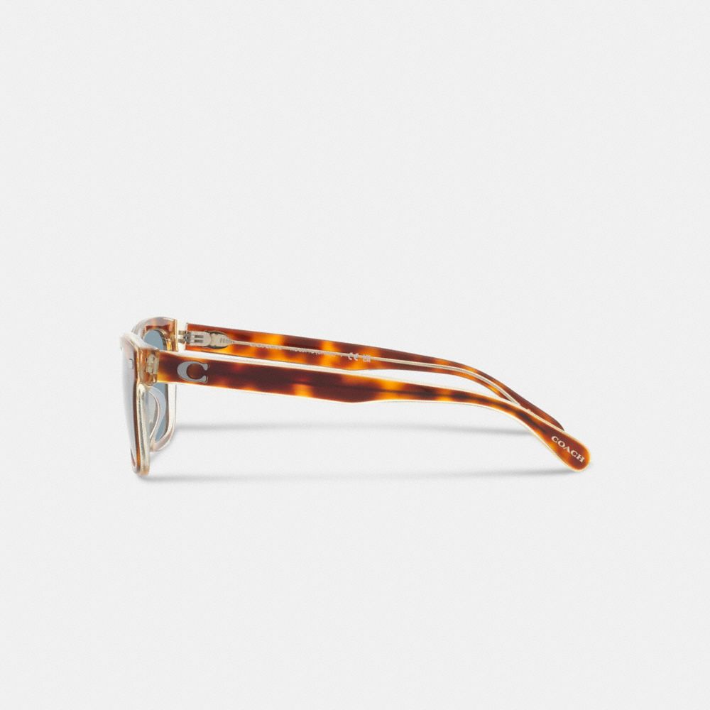 COACH®,Beveled Signature Square Sunglasses,Square,Tortoise,Logo,Metal,Integrated Nose Pads,Casual,Blue,Alternate View