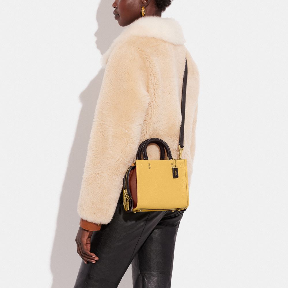 Coach ローグ20 レザー ハンドバッグ 黄色 レディース