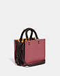 COACH®,ROGUE 20 IN COLORBLOCK REGENERATIVE LEATHER,Pebble Leather,Small,Pewter/Rouge Multi,Angle View