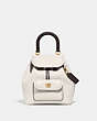 COACH®,RIYA BACKPACK 21 IN COLORBLOCK,Glovetanned Leather,Medium,Brass/Chalk Multi,Front View