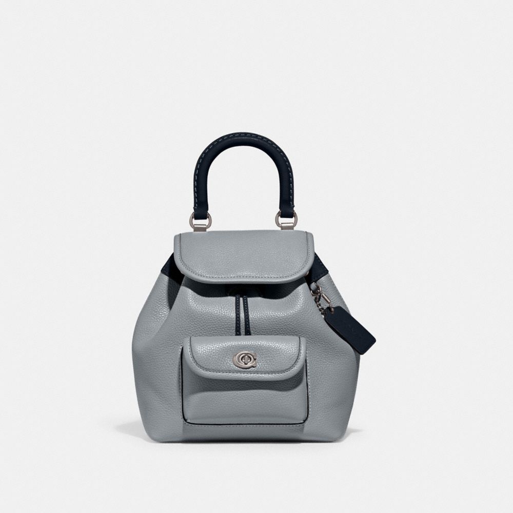 COACH®,RIYA BACKPACK 21 IN COLORBLOCK,Glovetanned Leather,Medium,Silver/Grey Blue Multi,Front View