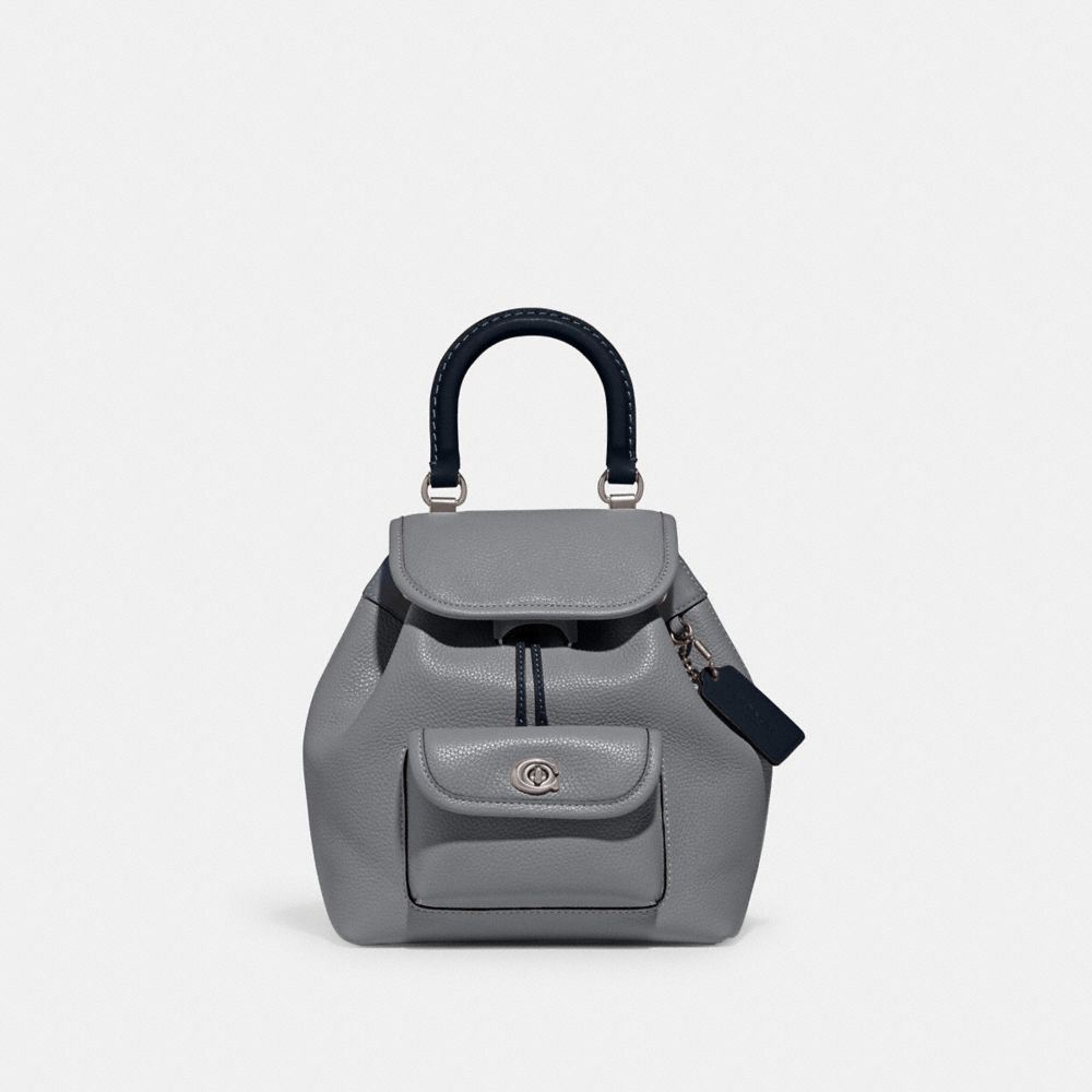 COACH®,RIYA BACKPACK 21 IN COLORBLOCK,Glovetanned Leather,Medium,Silver/Grey Blue Multi,Front View