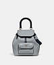 COACH®,RIYA BACKPACK 21 IN COLORBLOCK,Glovetanned Leather,Medium,Silver/Grey Blue Multi,Front View