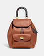 COACH®,RIYA BACKPACK IN COLORBLOCK,Glovetanned Leather,Medium,Brass/1941 Saddle Multi,Front View