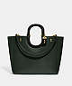 COACH®,RAE TOTE IN COLORBLOCK,Glovetanned Leather,X-Large,Brass/Amazon Green Multi,Front View