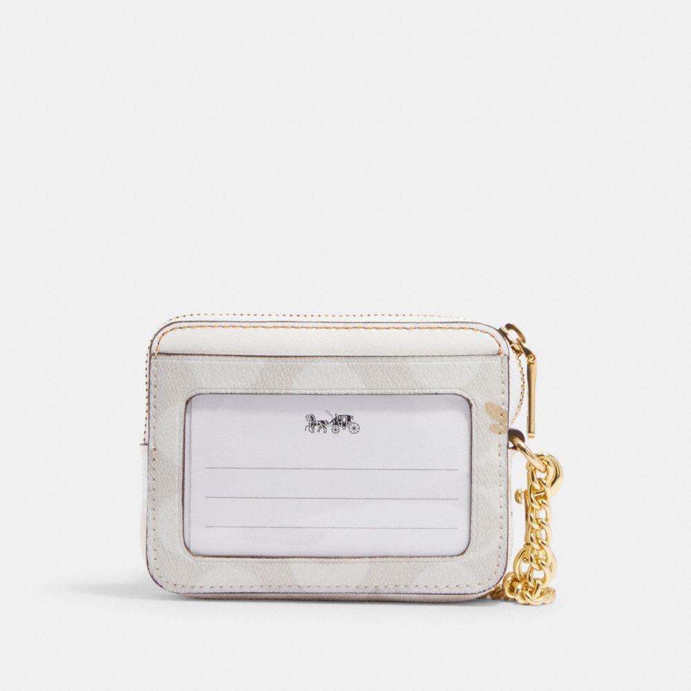 COACH® | Zip Card Case In Signature Canvas With Bee Print