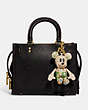 COACH®,DISNEY X COACH MICKEY MOUSE BAG CHARM WITH FLORAL PRINT,Pebble Leather,Brass/Mixed Floral,Angle View