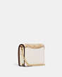 COACH®,MINI WALLET ON A CHAIN IN SIGNATURE CANVAS WITH FLORAL APPLIQUE,Mini,Gold/Light Khaki Multi,Angle View