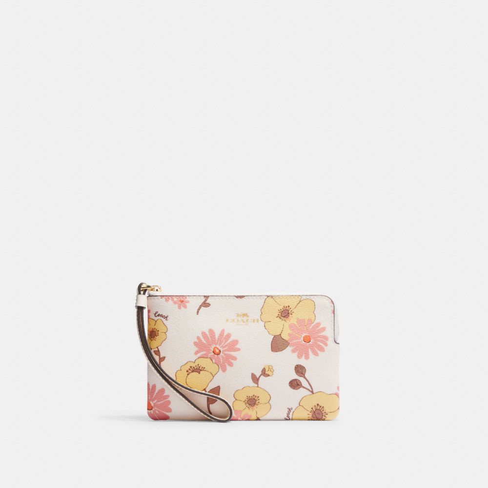 COACH®  Corner Zip Wristlet With Floral Cluster Print