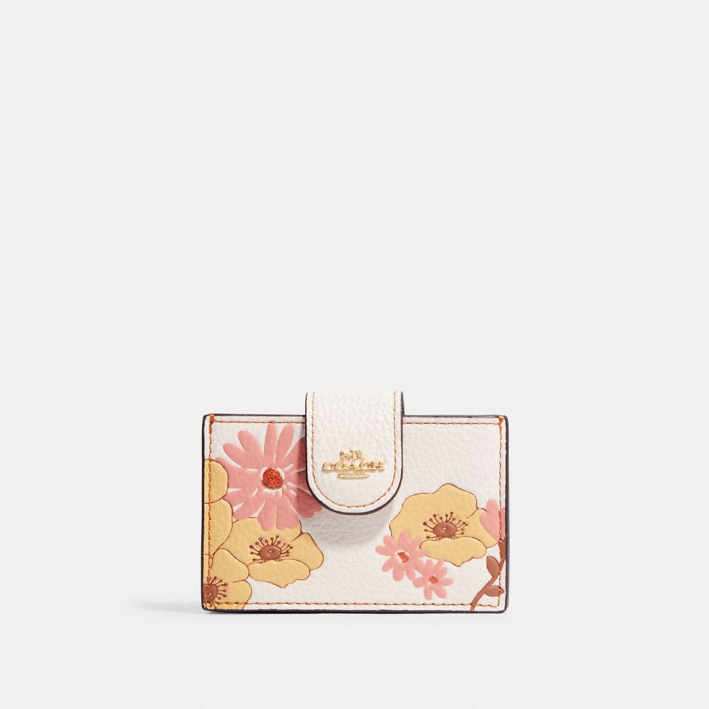 COACH IM/CHALK MULTI Floral Cluster Print FLAP CARD CASE CH203