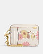 COACH®,ZIP CARD CASE WITH FLORAL CLUSTER PRINT,Gold/Chalk Multi,Front View