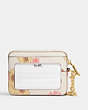 COACH®,ZIP CARD CASE WITH FLORAL CLUSTER PRINT,Gold/Chalk Multi,Back View