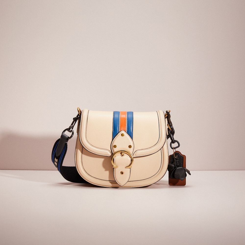COACH®,UPCRAFTED BEAT SADDLE BAG,Glovetanned Leather,Brass/Ivory,Front View