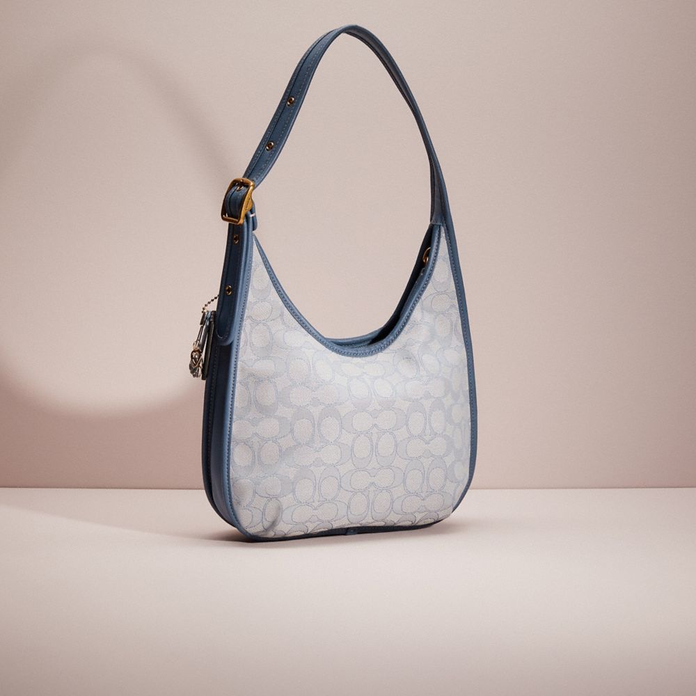 Coach Signature Jacquard Ergo Shoulder Bag - Marble Blue/Brass