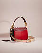 COACH®,UPCRAFTED BEAT SHOULDER BAG 18,Signature Coated Canvas/Leather,Small,Brass/Tan Electric Red Multi,Angle View