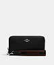 COACH®,LONG ZIP AROUND WALLET,Leather,Mini,Silver/Black Multi,Front View