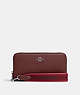 COACH®,LONG ZIP AROUND WALLET,Leather,Mini,Silver/Wine Multi,Front View