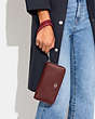 COACH®,LONG ZIP AROUND WALLET,Leather,Mini,Silver/Wine Multi,Detail View