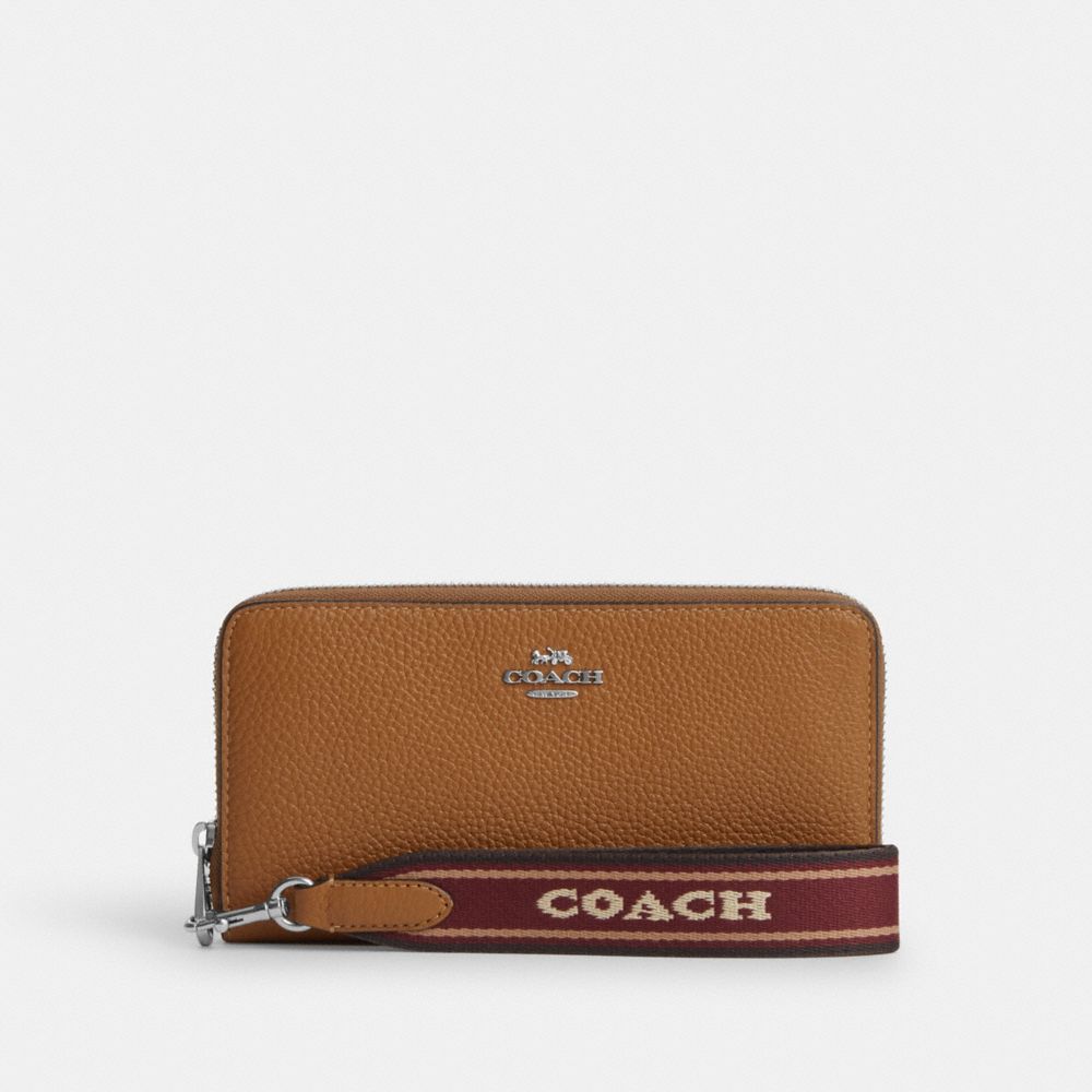 Coach Outlet Accordion Zip Wallet in Signature Textile Jacquard with Penguin Motif - Brown