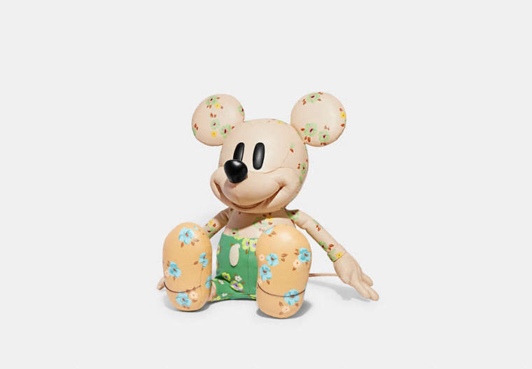 COACH®,DISNEY X COACH MICKEY MOUSE MEDIUM COLLECTIBLE DOLL WITH FLORAL PRINT,Pebble Leather,X-Large,Mixed Floral,Front View