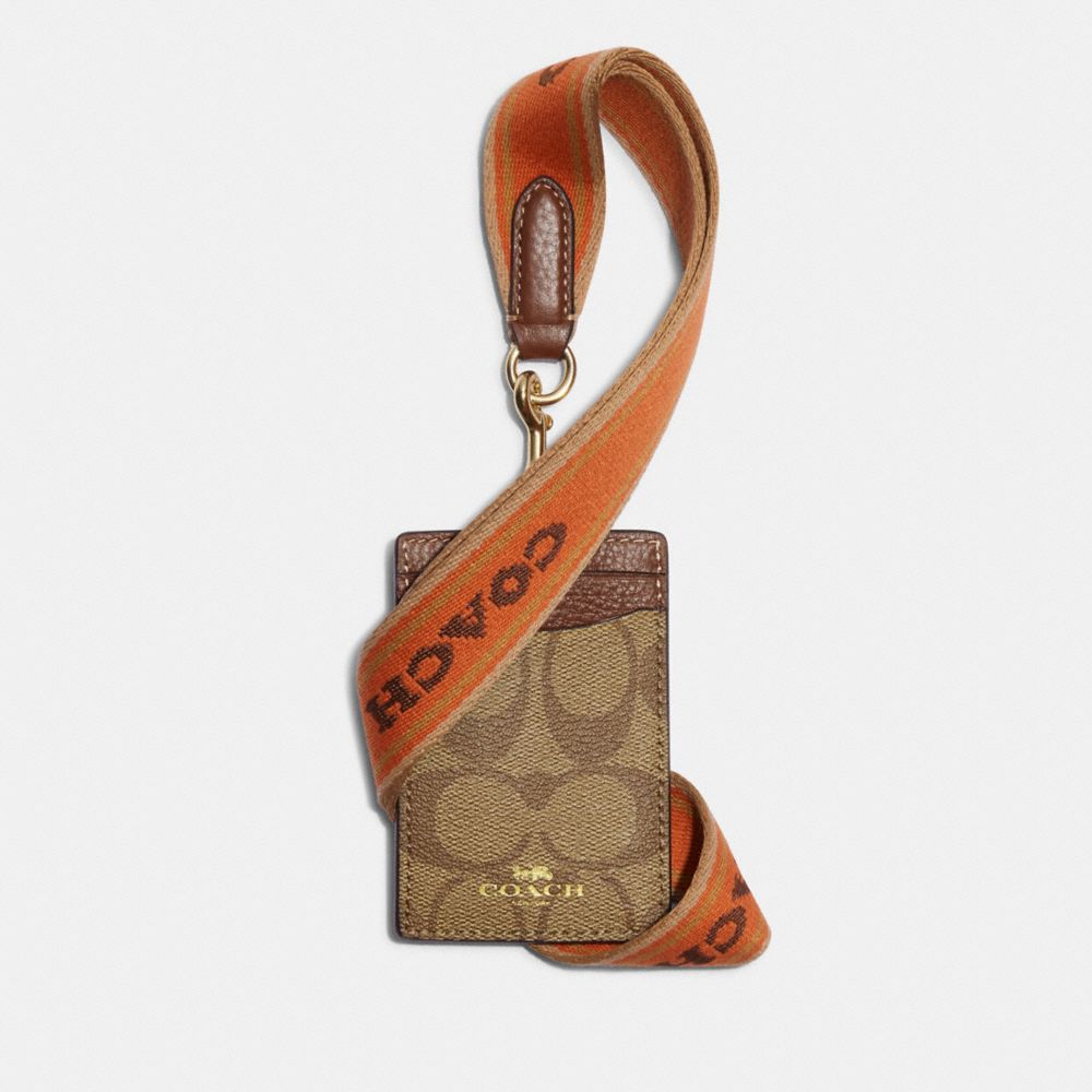 COACH®,ID LANYARD IN SIGNATURE CANVAS,Signature Canvas,Im/Khaki/Canyon Multi,Front View image number 0