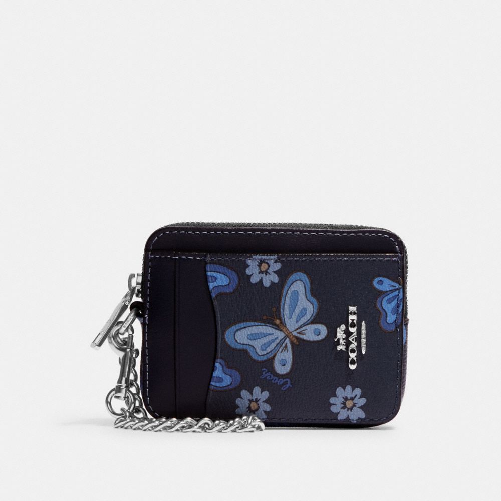 Zip Card Case With Lovely Butterfly Print