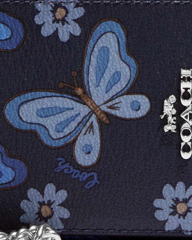 Zip Card Case With Lovely Butterfly Print
