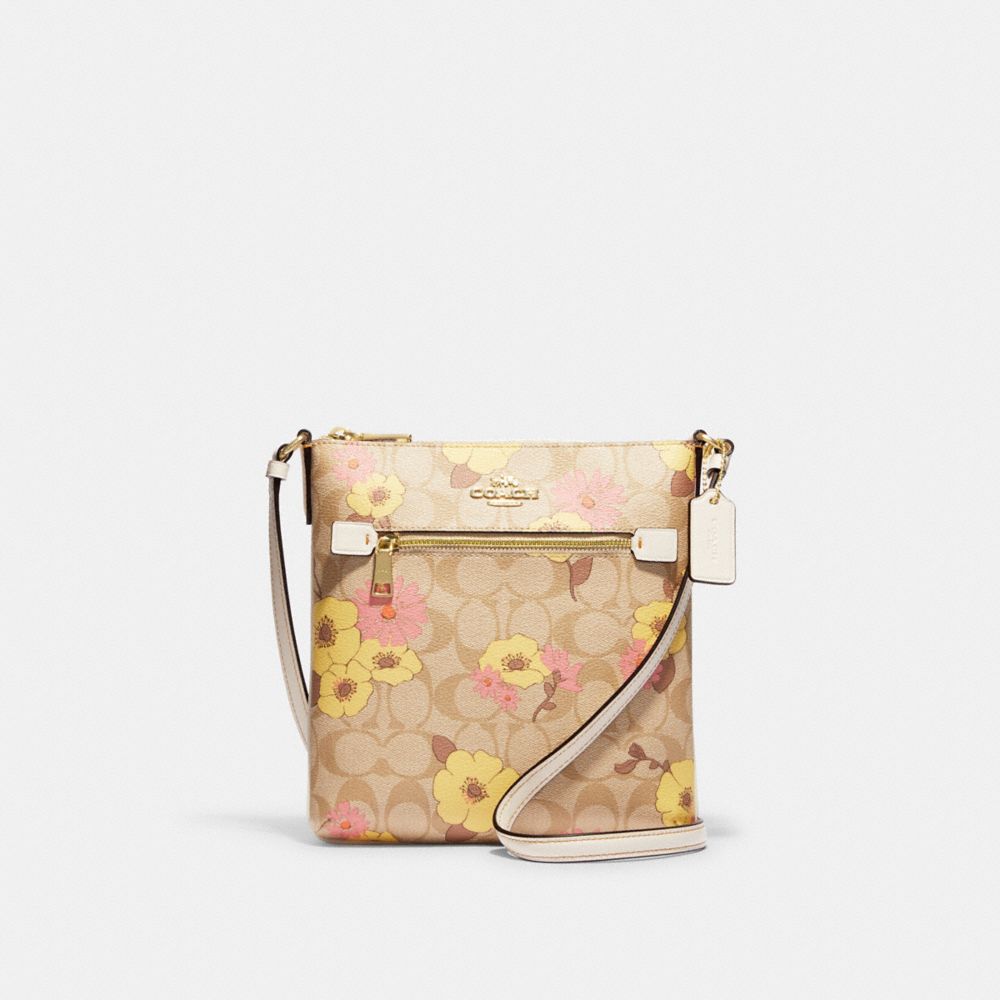 COACH®  Mini Rowan File Bag In Signature Canvas With Floral Cluster Print