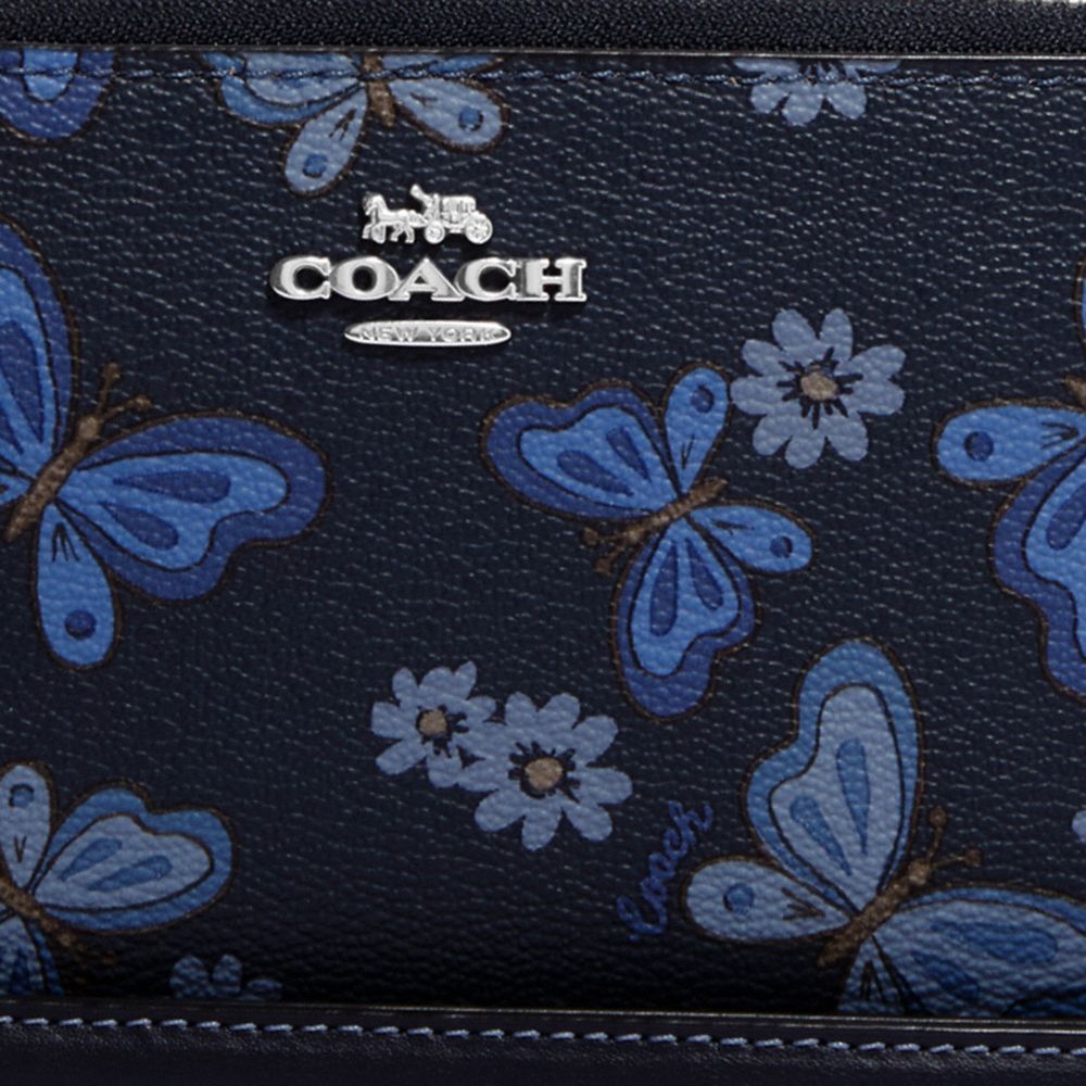 Long Zip Around Wallet With Lovely Butterfly Print