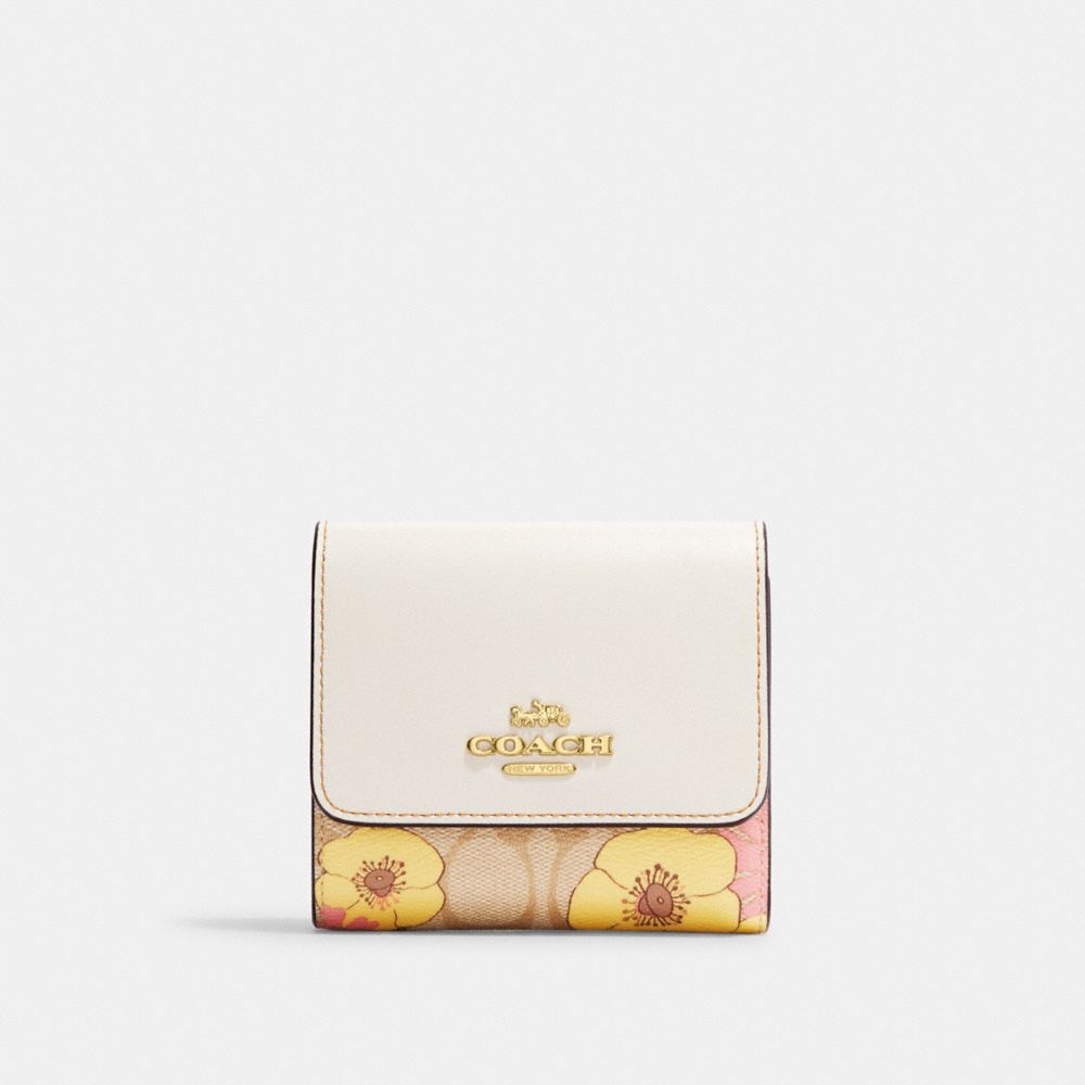 COACH®: Small Trifold Wallet With Rose Print