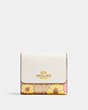 COACH®,SMALL TRIFOLD WALLET IN SIGNATURE CANVAS WITH FLORAL CLUSTER PRINT,Mini,Gold/Light Khaki Multi,Front View