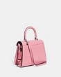 COACH®,SAMMY TOP HANDLE BAG,Luxe Refined Calf Leather,Medium,Silver/Flower Pink,Angle View