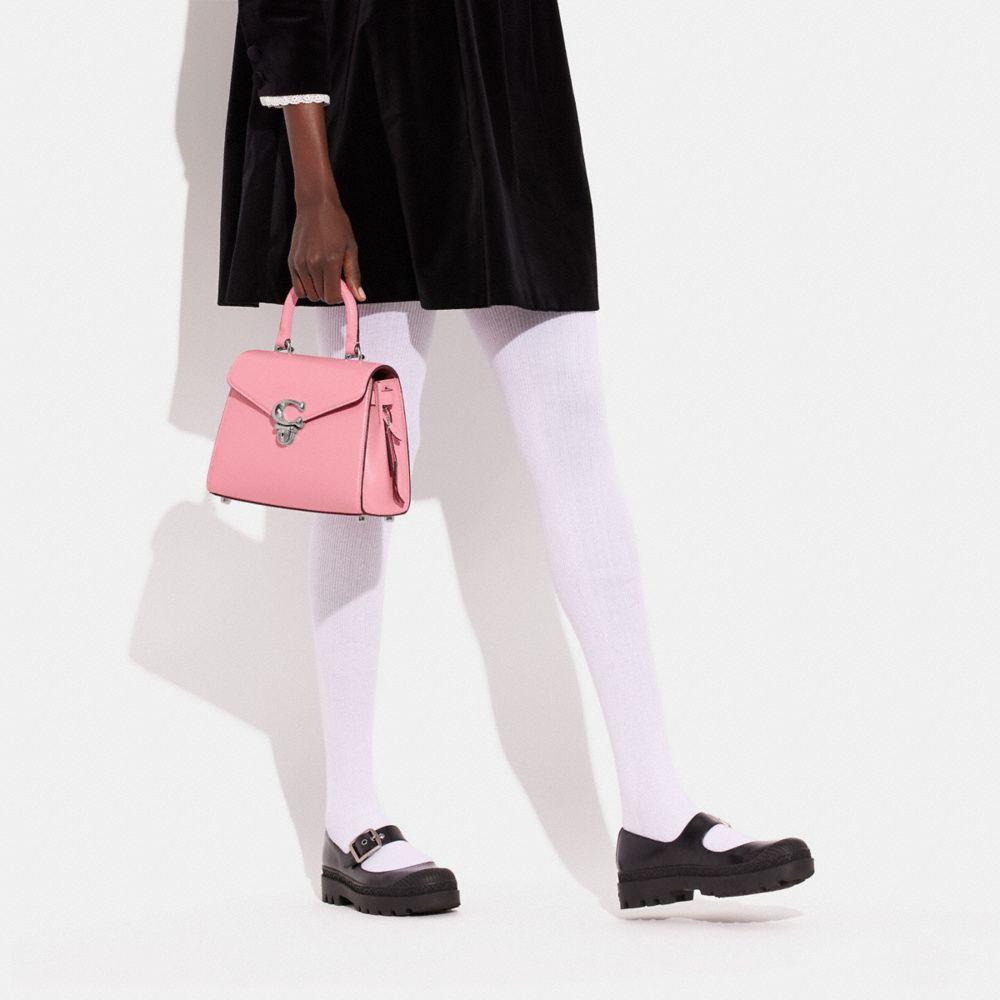 COACH®,POIGNÉES SUPÉRIEURES SAMMY,Cuir de veau luxueux raffiné,Argent/Rose fleur,Detail View