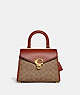 COACH®,SAMMY TOP HANDLE IN SIGNATURE CANVAS,Signature Coated Canvas,Medium,Brass/Tan/Rust,Front View