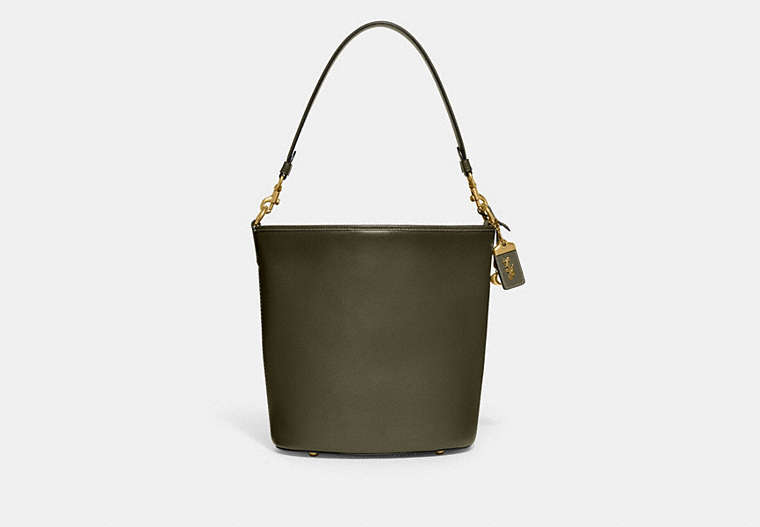 COACH®,DAKOTA BUCKET BAG,Glovetanned Leather,Large,Brass/Army Green,Front View