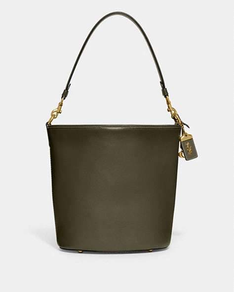 COACH®,DAKOTA BUCKET BAG,Glovetanned Leather,Large,Brass/Army Green,Front View