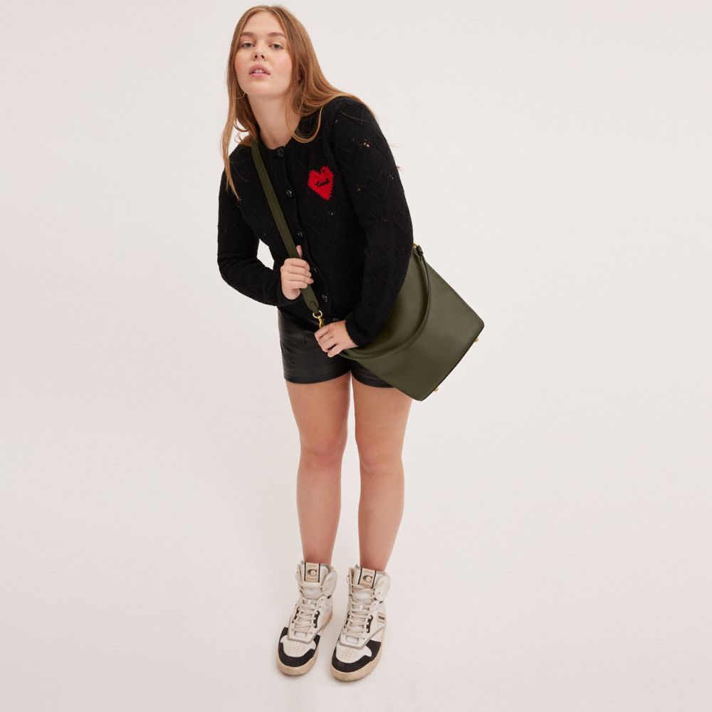 COACH®,Dakota Bucket Bag,Leather,Bucket,Logo,Metal,Casual,Olive,Detail View