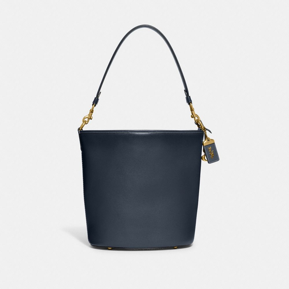 COACH®,DAKOTA BUCKET BAG,Glovetan Leather,Large,Brass/Denim,Front View
