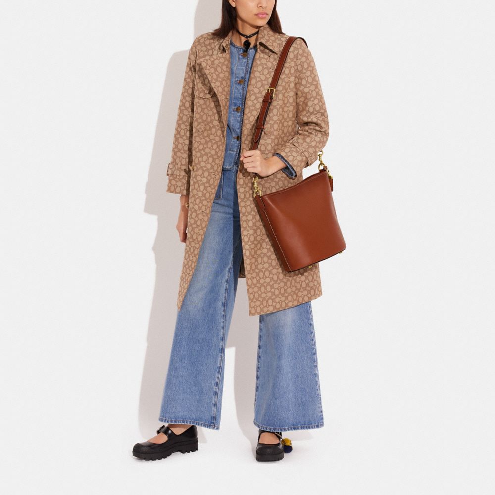 COACH®,Dakota Bucket Bag,Leather,Bucket,Logo,Metal,Casual,Brown,Detail View